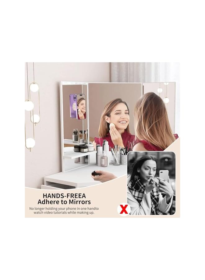 Green Tiger Magnetic Suction Cup Phone Mount, Silicone Suction Phone Case Stand for iPhone 15/14/13/12 Series, Mirror Shower Phone Holder, for TikTok Videos and Selfies, with Magnetic Patch (white) - Image 4