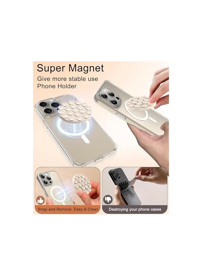 Green Tiger Magnetic Suction Cup Phone Mount, Silicone Suction Phone Case Stand for iPhone 15/14/13/12 Series, Mirror Shower Phone Holder, for TikTok Videos and Selfies, with Magnetic Patch (white) - Image 3