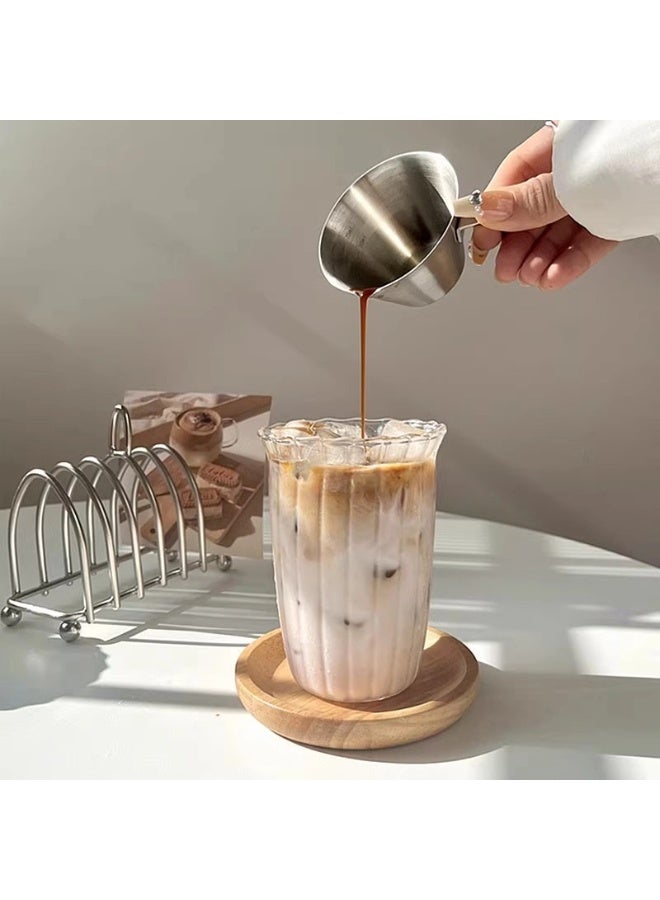 ShebSheb Retro Vertical Transparent Glass Cups, 420ml Clear Coffee Cup for Water,Juice, Tea, Beverage, Milk  8.5x8.5x12 cm  - Image 2