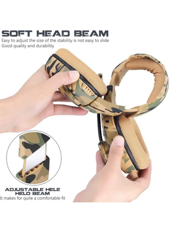 أونيكوما سماعة ألعاب ستيريو ONIKUMA K1B مع ميكروفون وعناصر تحكم للكمبيوتر الشخصي وPS4 وXbox والهواتف المحمولة (أصفر مموه) - Image 3