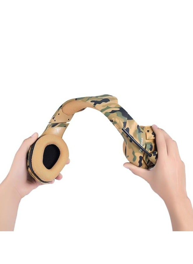 أونيكوما سماعة ألعاب ستيريو ONIKUMA K1B مع ميكروفون وعناصر تحكم للكمبيوتر الشخصي وPS4 وXbox والهواتف المحمولة (أصفر مموه) - Image 4