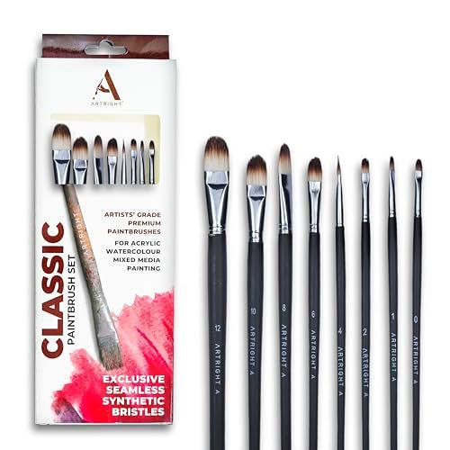 Artright Artist Filbert Paintbrush Set of 8, Professional Paint Brushes for Acrylic, Oil, Watercolour Painting, Perfect for Beginner & Professional, Smooyh Stroke & Precision (Sizes: 0 to 12inch) - Image 1