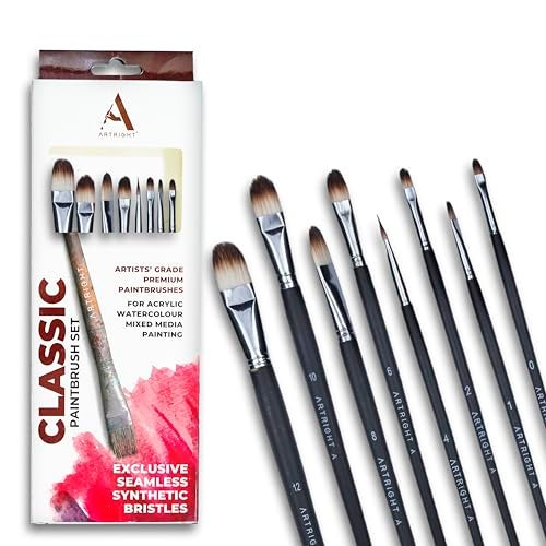 Artright Artist Filbert Paintbrush Set of 8, Professional Paint Brushes for Acrylic, Oil, Watercolour Painting, Perfect for Beginner & Professional, Smooyh Stroke & Precision (Sizes: 0 to 12inch) - Image 3