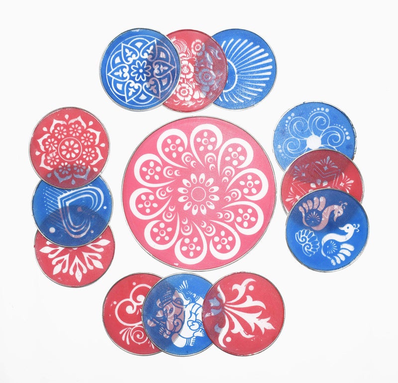 Oramsa Assorted Combo of 8" - 1 and 4" 12 Round Rangoli Stencils Total 13 Pcs. - Image 2