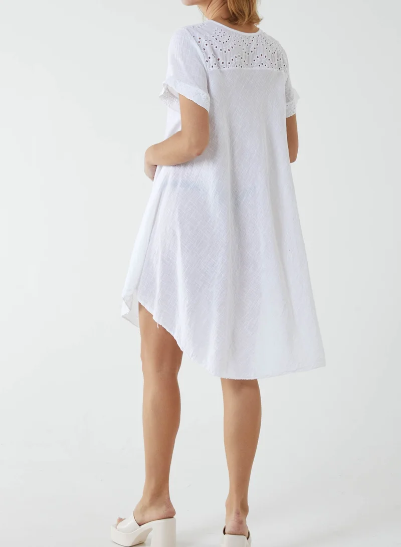Blue Vanilla Round Neck Broderie Back Detail Dress