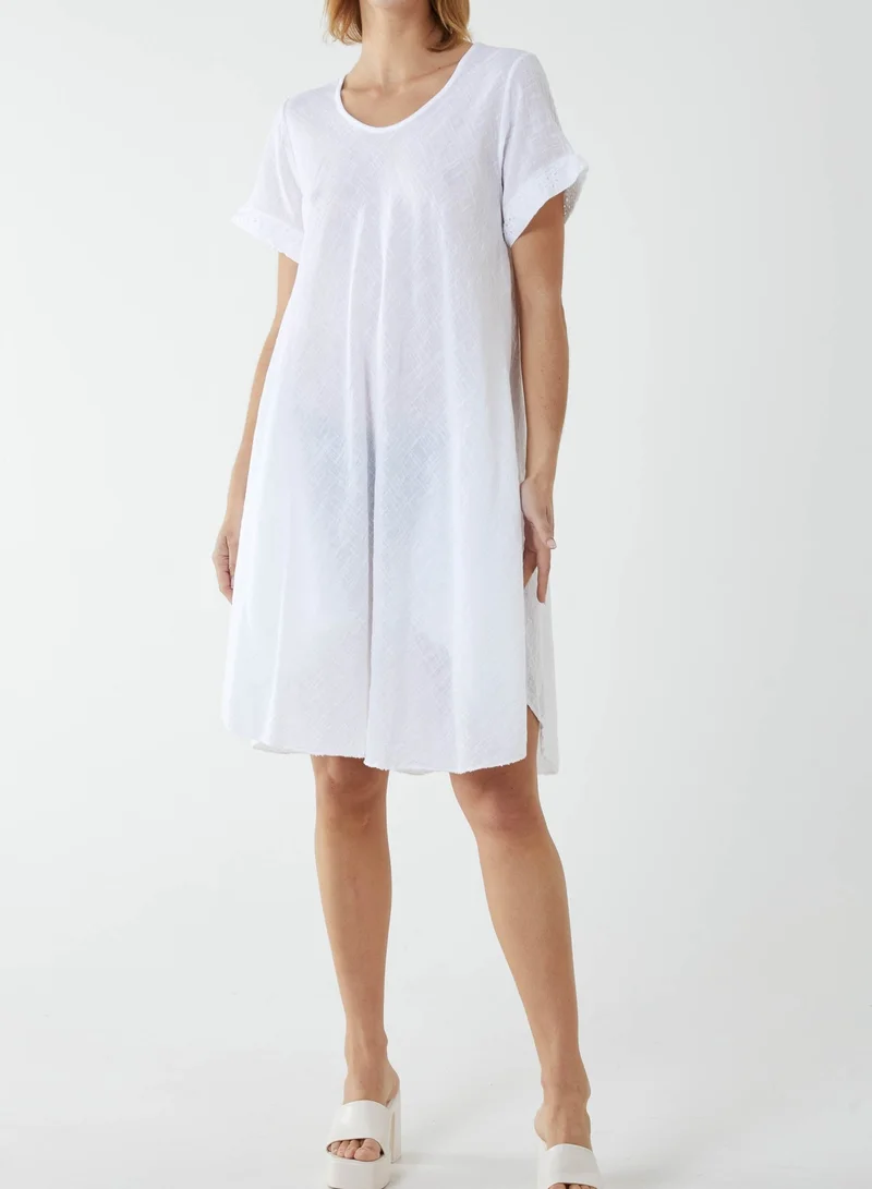 Blue Vanilla Round Neck Broderie Back Detail Dress