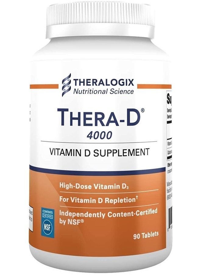 Theralogix Thera-D 4000 Vitamin D Supplement | 4,000 IU Vitamin D3 Tablets | 90 Day Supply | Manufactured in The USA  - Image 1