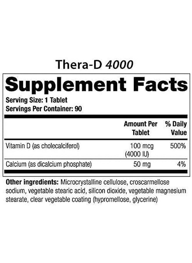 Theralogix Thera-D 4000 Vitamin D Supplement | 4,000 IU Vitamin D3 Tablets | 90 Day Supply | Manufactured in The USA  - Image 2