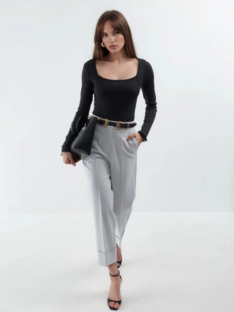 BUSEM Slim Fit Crop Blouse with Square Collar - Image 4