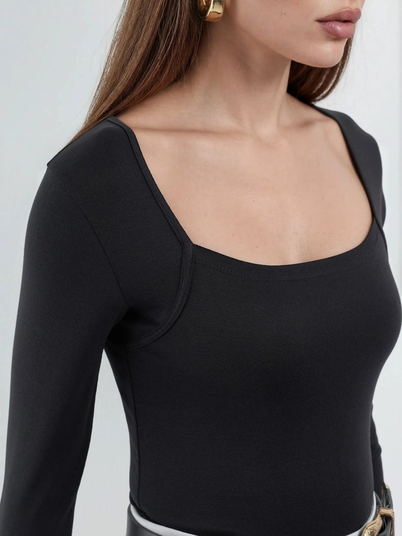 BUSEM Slim Fit Crop Blouse with Square Collar - Image 5
