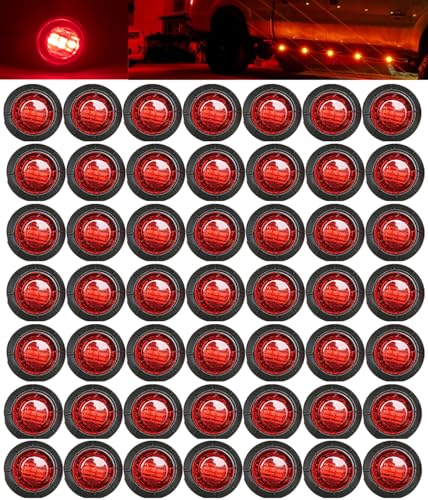 Aokzeeo 50 pcs 34 Inch led marker light Red 3 LED Trailer lights Side Marker Indicator Lights Clearance lights Button Signal Lamps Truck Trailer Bus Marine RV Automobiles Flatbed - Image 1