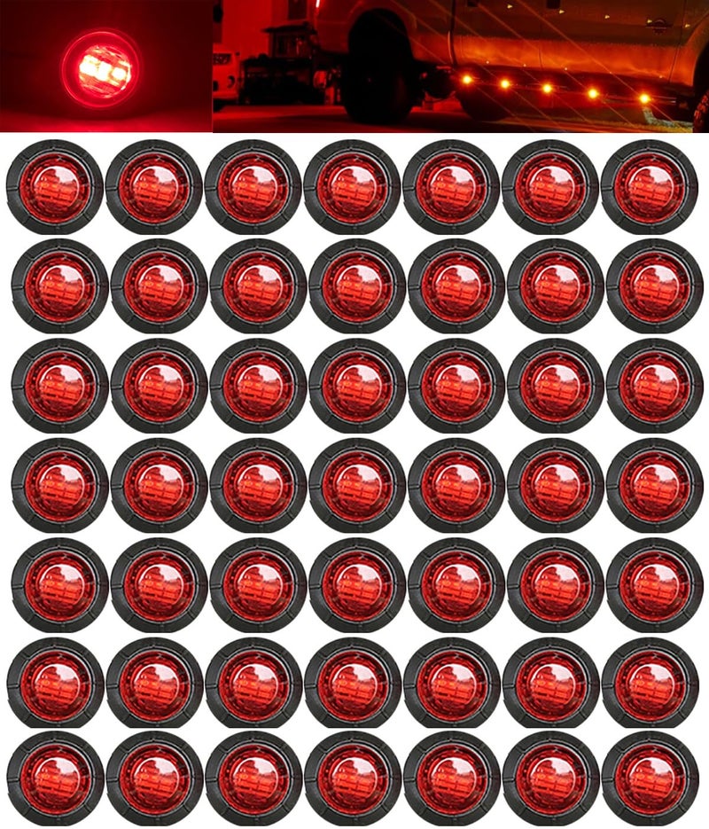 Aokzeeo 50 pcs 34 Inch led marker light Red 3 LED Trailer lights Side Marker Indicator Lights Clearance lights Button Signal Lamps Truck Trailer Bus Marine RV Automobiles Flatbed - Image 2