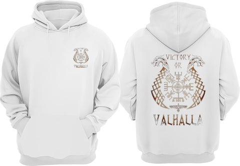 Wıctory Or Valhalla Design Front Back Printed Regular Fit White Sweatshirt