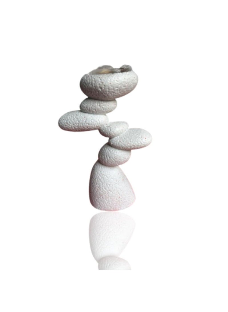 HOMELEE DEKOR HOMELEE DEKOR Polyresin Balancing Cairn Stone Stack Sculpture for Interior Home Decor Indoor Outdoor Tabletop Showpiece Office Decoration Gifts Item White Pack of 1  - Image 1