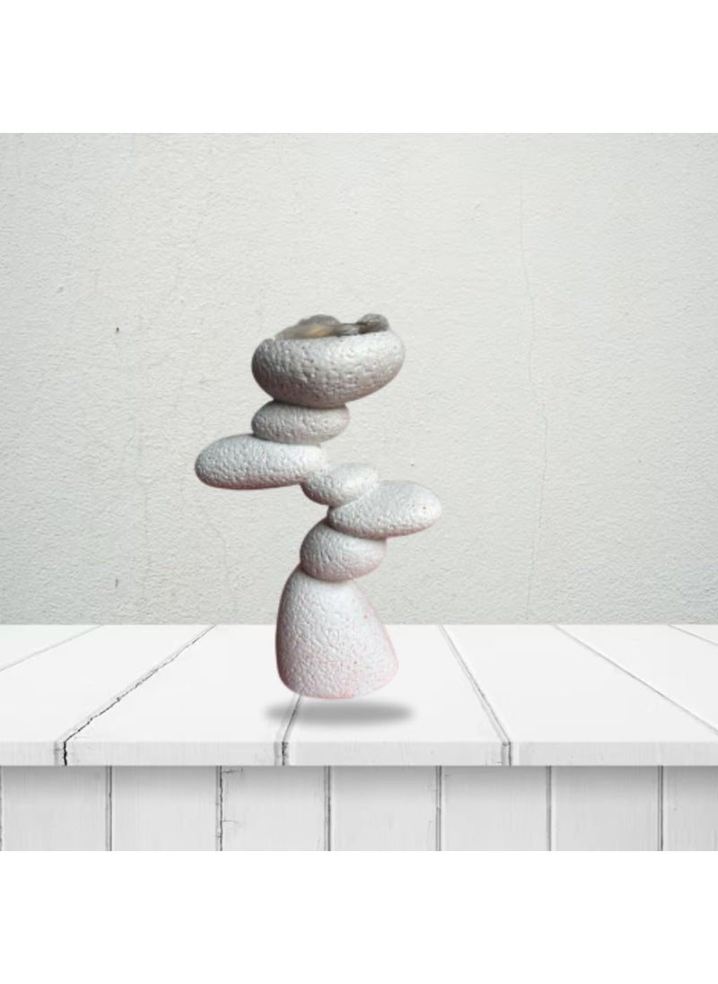 HOMELEE DEKOR HOMELEE DEKOR Polyresin Balancing Cairn Stone Stack Sculpture for Interior Home Decor Indoor Outdoor Tabletop Showpiece Office Decoration Gifts Item White Pack of 1  - Image 3