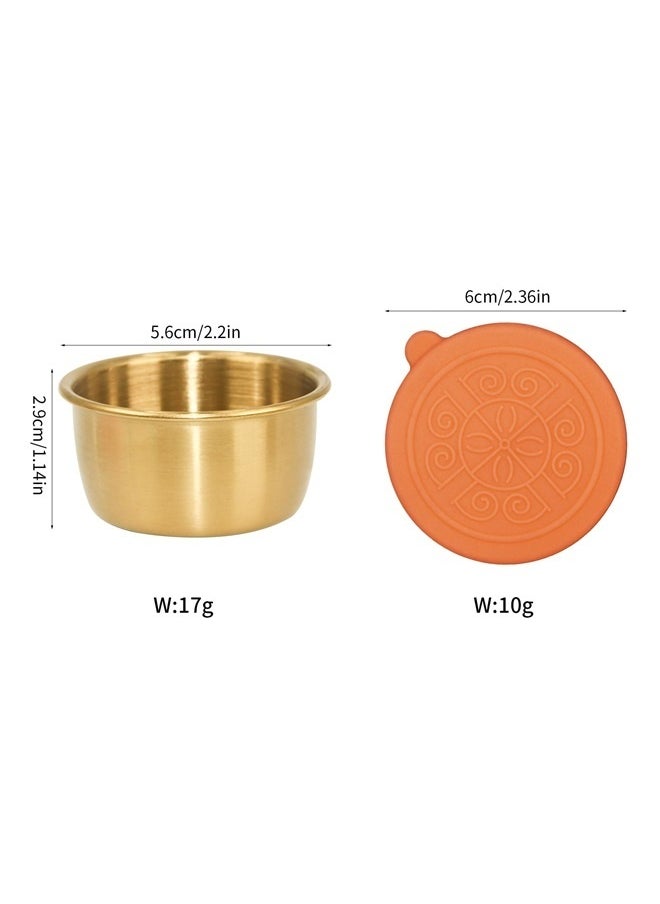 Generic 6x1.4 oz Reusable Salad Dressing Container To Go, Fits in Bento Box for Lunch, Stainless Steel Gold Condiment Containers with Silicone Lids  - Image 2