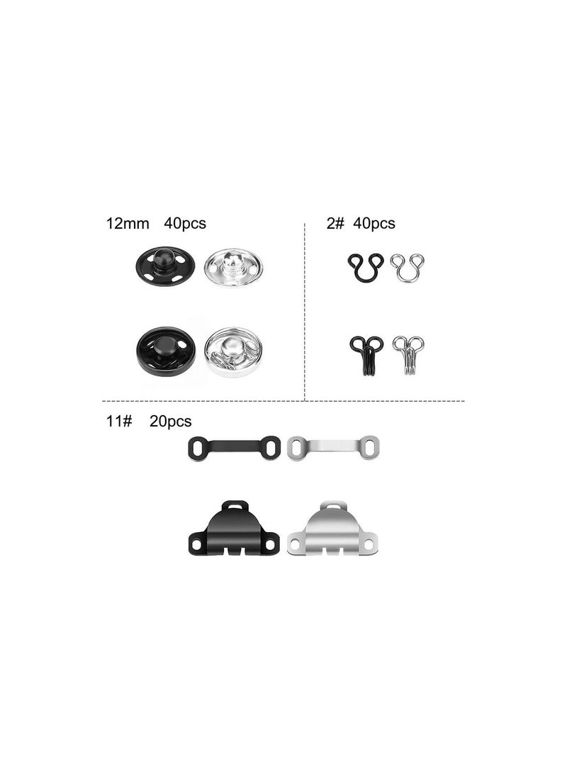 GGOOT 100pcs Sewing Hooks and Eyes Set Hook and Eye Closures Kit for Skirt, Bra, Trousers, Clothing Sewing DIY 50 Pairs 3 Styles - Image 2