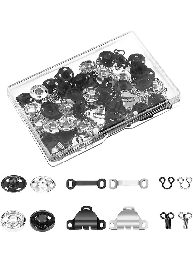 GGOOT 100pcs Sewing Hooks and Eyes Set Hook and Eye Closures Kit for Skirt, Bra, Trousers, Clothing Sewing DIY 50 Pairs 3 Styles - Image 1