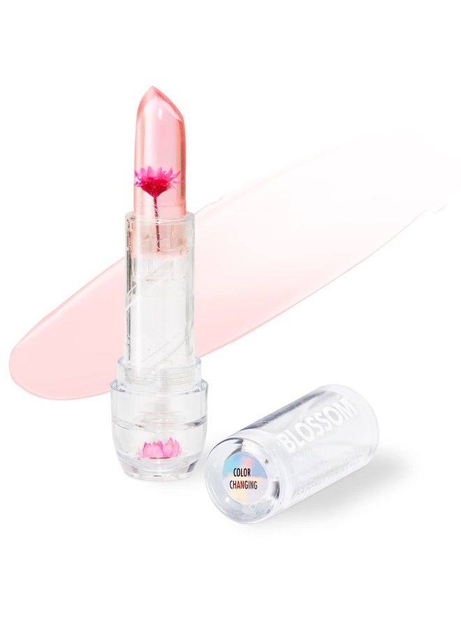 Blossom Moisturizing Custom Color Changing Crystal Lip Balm, Strawberry Scented, Lip Stain Tint, Infused with Real Flowers, 3g, Pink - Image 1