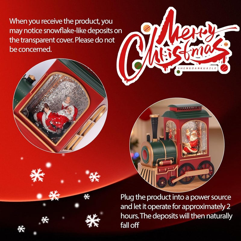 Aixuler Train Christmas Snow Globe, Santa in Musical Train ​LED Glittering with 6H Timer Battery & USB Powered, Retro Style Holiday Glitter Globe for Xmas Home Decoration Holiday Party Gifts - Image 5