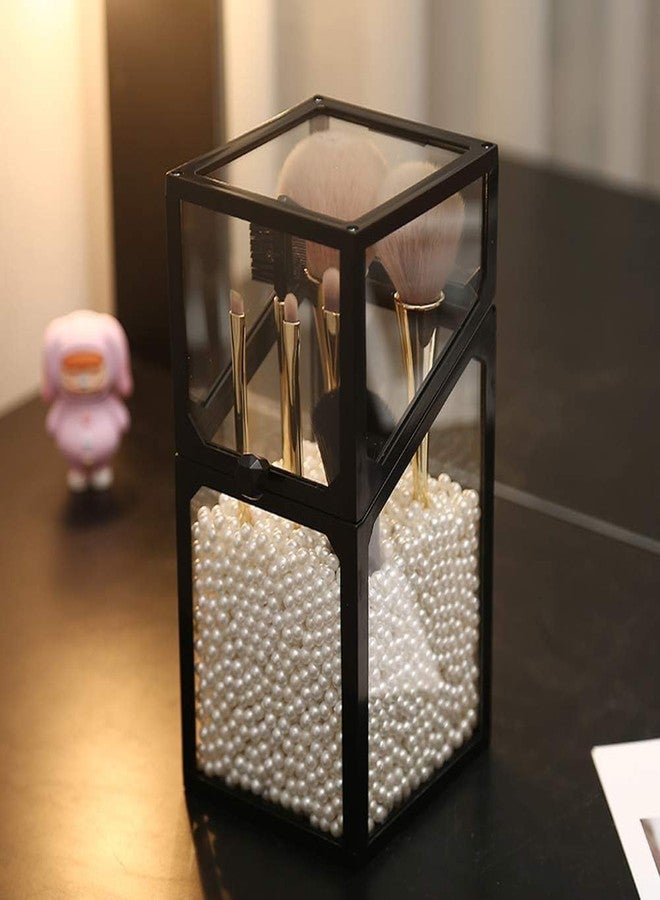 KRESHU Makeup Brush Holder Organizer with Lid Cosmetic Brushes Storage Desktop Storage Box Pen Holder, Makeup Brush, Eyeliner, Lipstick (Colour-Black) - Image 5