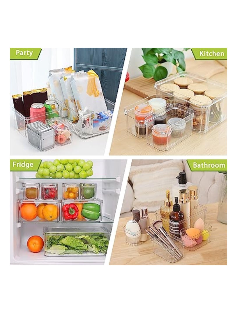 KASTWAVE 7 Pack Fridge Organizer Bins, Food Storage Containers with Lids Airtight, PET Food Storage Container, 3 Sizes Clear Fridge Organizer with Lids, Stackable BPA-Free Fruit Storage Containers - Image 5