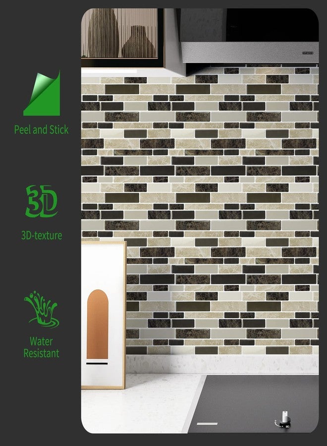 LONGKING 10-Sheet Brown Peel and Stick Backsplash Tile for Kitchen, Vinyl Stick on Tile Stickers for Wall, Kitchen, Bathroom, Counter Top - Image 2