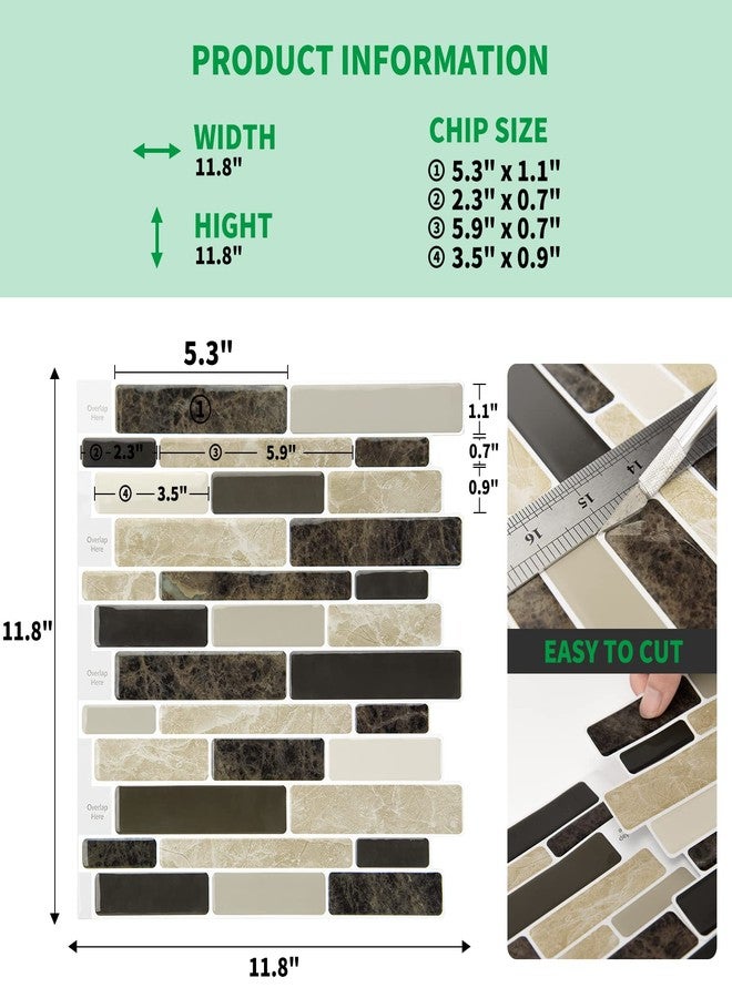 LONGKING 10-Sheet Brown Peel and Stick Backsplash Tile for Kitchen, Vinyl Stick on Tile Stickers for Wall, Kitchen, Bathroom, Counter Top - Image 4