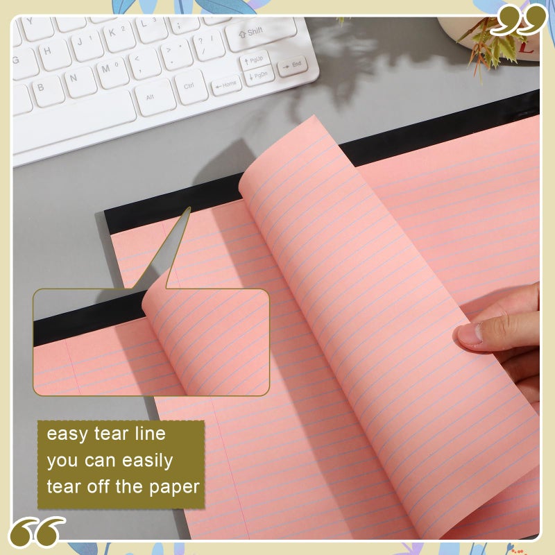 Lincia 6 Pcs 11" x 9.5" Legal Pads College Ruled Notepad Landscape Notebook Horizontal Lined Notebook 80 Gsm Assorted Colors Paper Pastel Writing Pads for School Office, 40 Sheet (Stylish Color) - Image 4