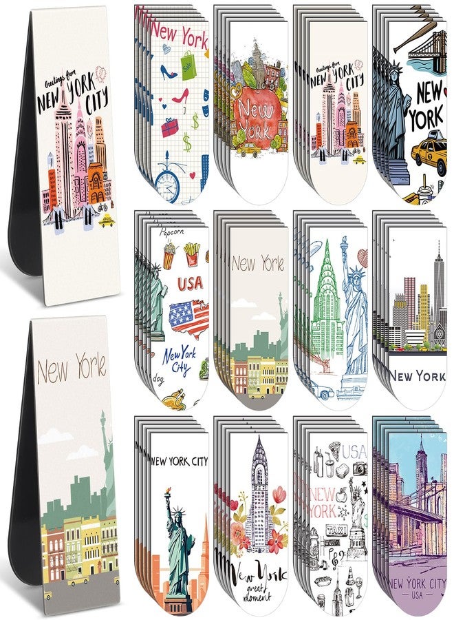 MotiMind 60 Pcs New York Traveling City Magnetic Bookmarks Florida New York Book Marks Book Lovers Gifts USA City Souvenirs Magnet Bookmark Clips for Students Teacher Traveler Reading Gifts Office - Image 1
