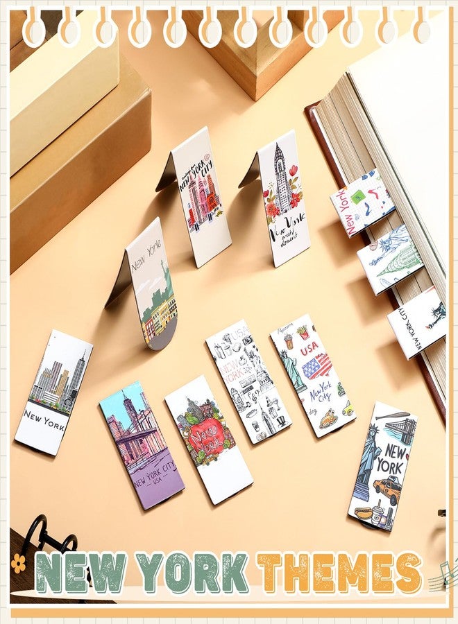 MotiMind 60 Pcs New York Traveling City Magnetic Bookmarks Florida New York Book Marks Book Lovers Gifts USA City Souvenirs Magnet Bookmark Clips for Students Teacher Traveler Reading Gifts Office - Image 2