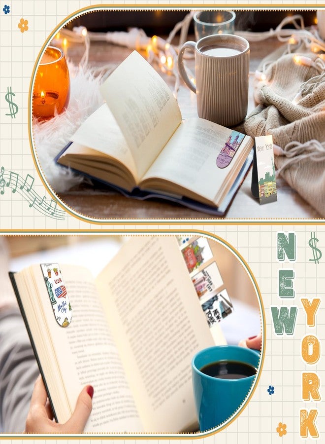 MotiMind 60 Pcs New York Traveling City Magnetic Bookmarks Florida New York Book Marks Book Lovers Gifts USA City Souvenirs Magnet Bookmark Clips for Students Teacher Traveler Reading Gifts Office - Image 5
