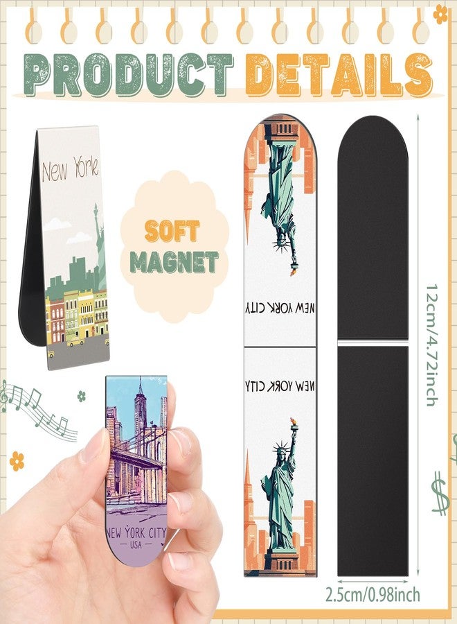MotiMind 60 Pcs New York Traveling City Magnetic Bookmarks Florida New York Book Marks Book Lovers Gifts USA City Souvenirs Magnet Bookmark Clips for Students Teacher Traveler Reading Gifts Office - Image 3