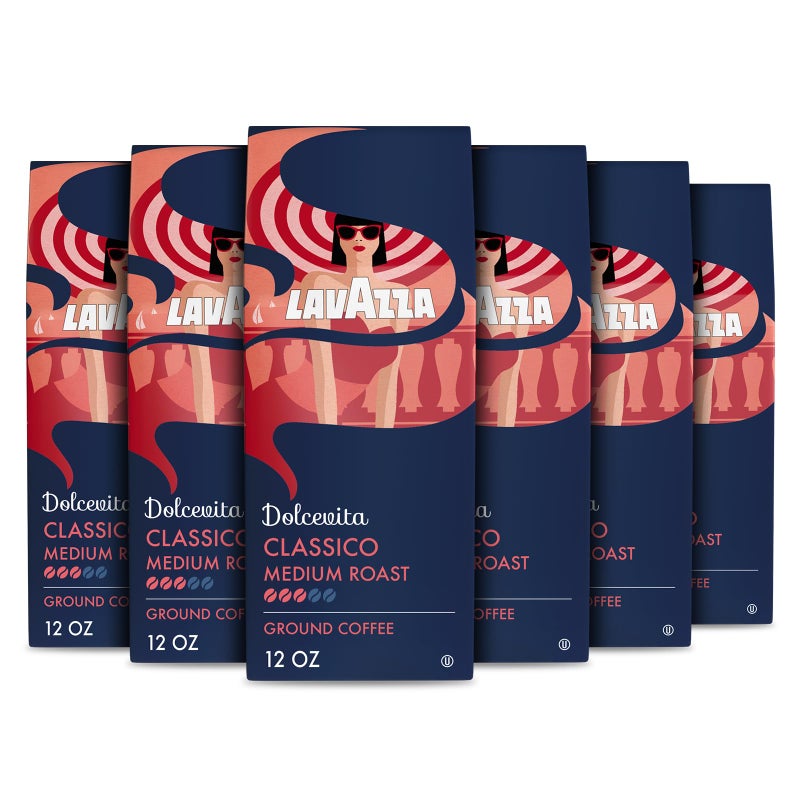 Lavazza Dolcevita Classico Ground Coffee 6 Bags of 12oz, Medium Roast, Rich and Full-bodied, Intensity 3/5, Arabica and Robusta, Ideal for Drip Brewers, (Pack of 6) - Package May Vary - Image 1