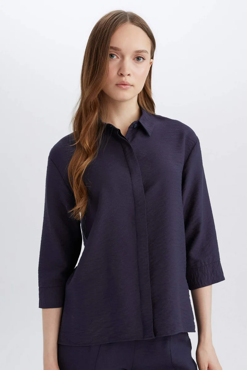 ديفاكتو Regular Fit Shirt Collar Long Sleeve Shirt