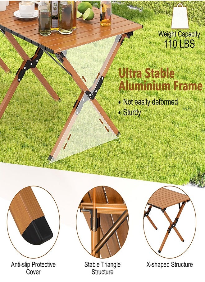 Cady One - Portable and foldable wooden picnic and camping table, 60*120 cm - Image 1