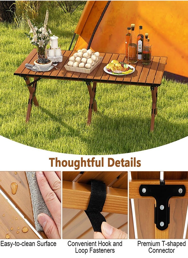 Cady One - Portable and foldable wooden picnic and camping table, 60*120 cm - Image 1