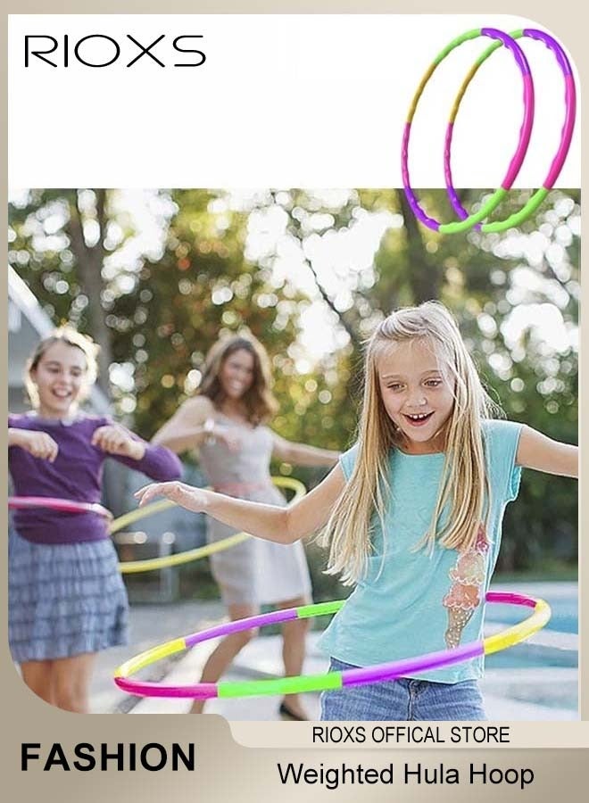 ريوكس طوق لياقة بدنية للجنسين، طوق هولا هوب للبالغين تصميم معياري بأجزاء قابلة للفصل وزن قابل للتعديل متوفر بأحجام متعددة طوق بلاستيكي طوق هولا هوب ملون للأطفال - Image 1