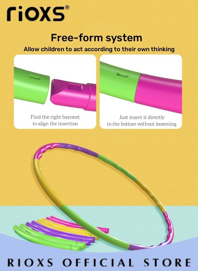 ريوكس طوق لياقة بدنية للجنسين، طوق هولا هوب للبالغين تصميم معياري بأجزاء قابلة للفصل وزن قابل للتعديل متوفر بأحجام متعددة طوق بلاستيكي طوق هولا هوب ملون للأطفال - Image 3