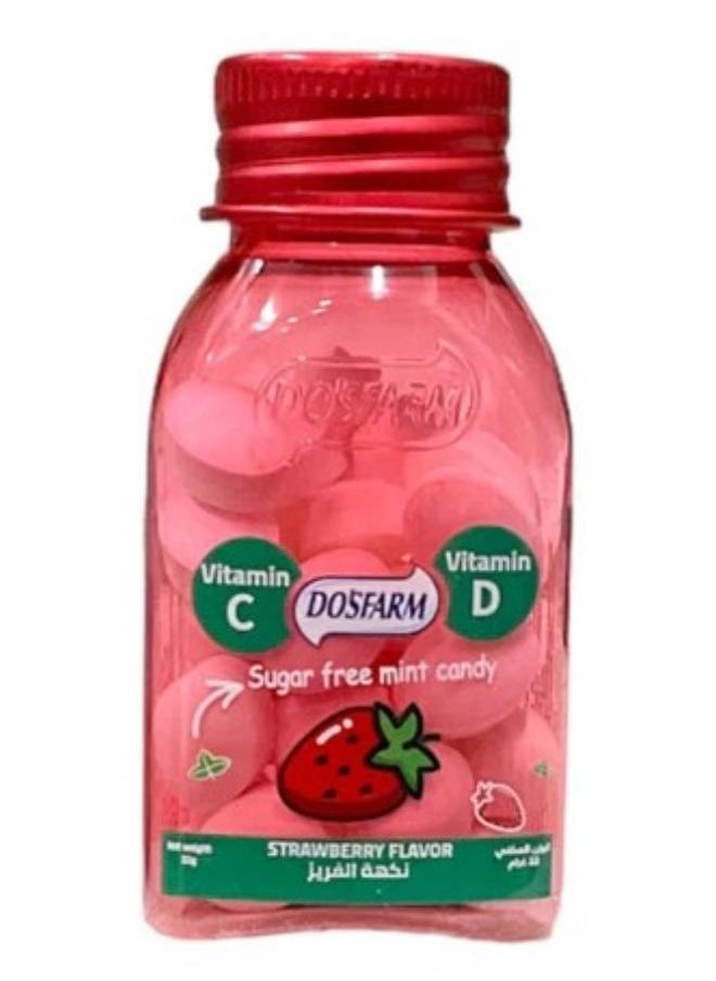 Dosfarm Dosfarm Vitamin C And D Sugar Free Mint Candy Strawberry Flavor 22 g 