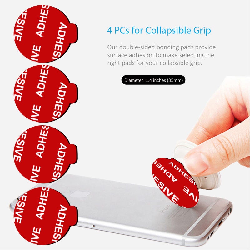 PKYAA 8 Pack Sticky Adhesive Compatible with Socket Mount Base, PKYAA Double-Sided Replacement Tape for Car Magnetic Phone Holder, 4 Pack Sticker Pads for Collapsible Grip & Stand Base - Image 5
