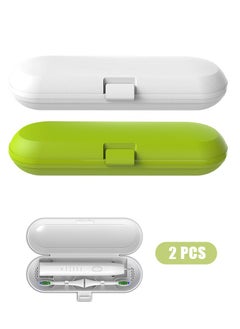 Generic 2 Pcs Electric Toothbrush Case Cover Storage Box, Portable Travel Toothbrush Holder for Oral-B Pro and Other Electric Toothbrush, Anti Bacterial Hard Plastic Toothbrush Store Box Bag (White+Green)  - Image 1