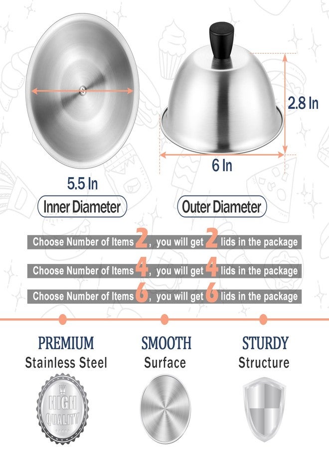 Joyfair Basting Cover for Griddle, Joyfair 6 Inch Cheese Melting Dome, Stainless Steel Small Grilling Domes Round Flat Top Grill Metal Lids for Outdoor & Indoor Cooking, Brushed Finish & Dishwasher Safe (2) - Image 2