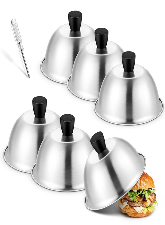 Joyfair Basting Cover for Griddle, Joyfair 6 Inch Cheese Melting Dome, Stainless Steel Small Grilling Domes Round Flat Top Grill Metal Lids for Outdoor & Indoor Cooking, Brushed Finish & Dishwasher Safe (2) - Image 1
