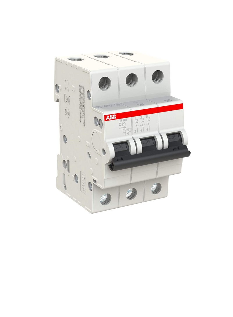 ABB Three pole Miniature Circuit Breaker 20A TP MCB 6KA TYPE C SH203-C20 2CDS213001R0204 - Image 3
