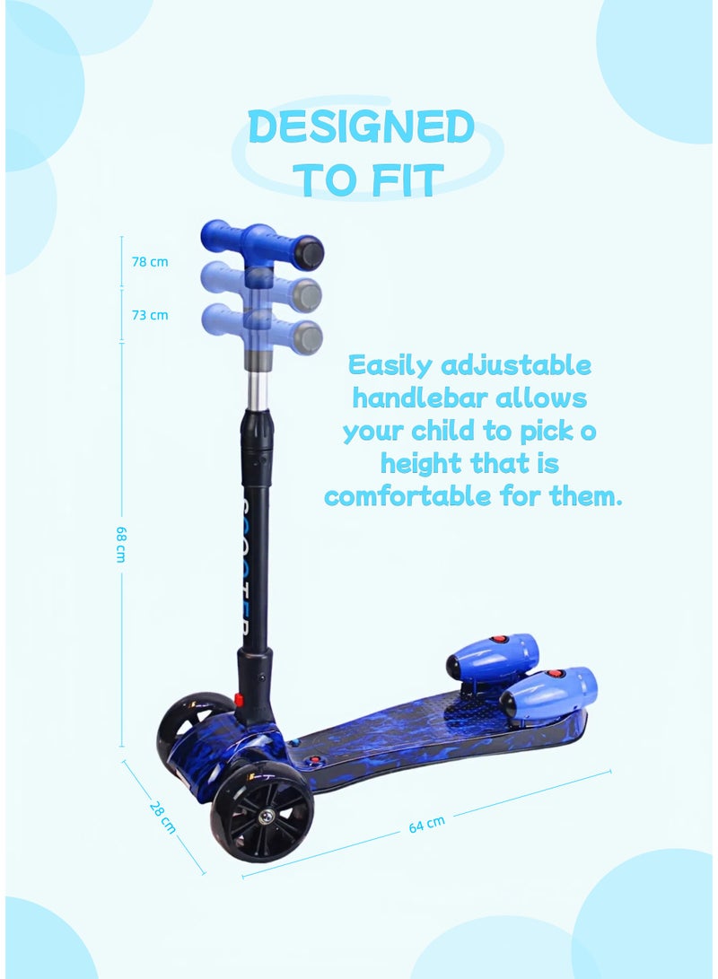 EASY FUTURE Water Spray Smoke Effect & Bluetooth Music 3 Wheel Kick Scooter for Kids Ages 3-14, LED Light-Up Wheels, Lean to Steer – Foldable & Safe Ride Including Protective Gear Set - Image 5