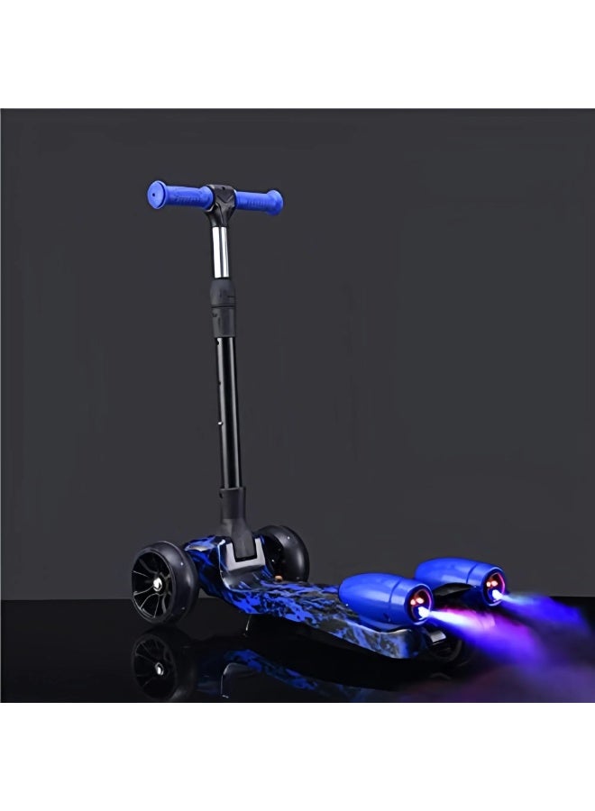 EASY FUTURE Water Spray Smoke Effect & Bluetooth Music 3 Wheel Kick Scooter for Kids Ages 3-14, LED Light-Up Wheels, Lean to Steer – Foldable & Safe Ride Including Protective Gear Set - Image 2