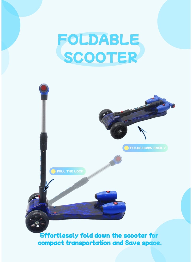 EASY FUTURE Water Spray Smoke Effect & Bluetooth Music 3 Wheel Kick Scooter for Kids Ages 3-14, LED Light-Up Wheels, Lean to Steer – Foldable & Safe Ride Including Protective Gear Set - Image 4