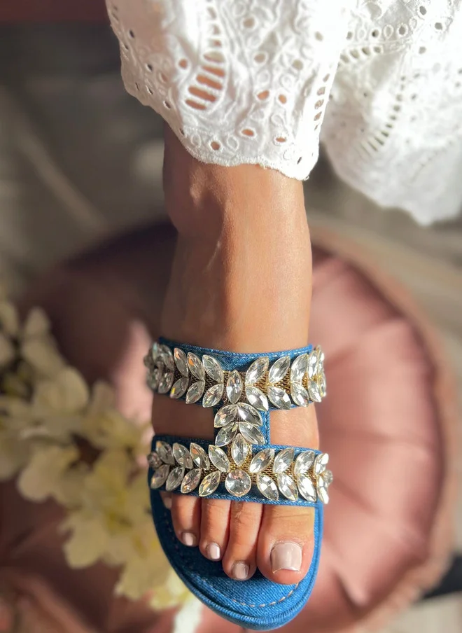 Sandal Stories SANDAL STORIES Embellished PU Party Flatform Sandals with Cushioned Footbed