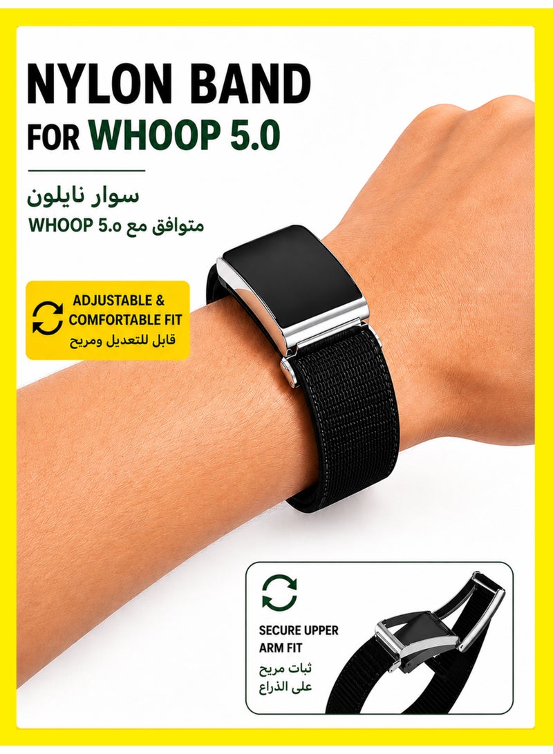 1 طابق سرداب سوار معصم بديل من النايلون المرن والقابل للتنفس، متوافق مع سوار WHOOP 5.0، فائق النعومة ومقاوم للتعرق، مصنوع من نايلون رياضي ناعم الملمس ومرن، بجودة ممتازة وراحة عالية أثناء الارتداء. - Image 1
